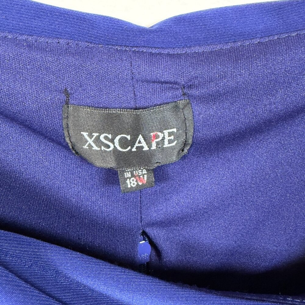 Xscape Formal Dress Gown Size 18W Blue Draped Off the Shoulder Wedding Event - Picture 3 of 12